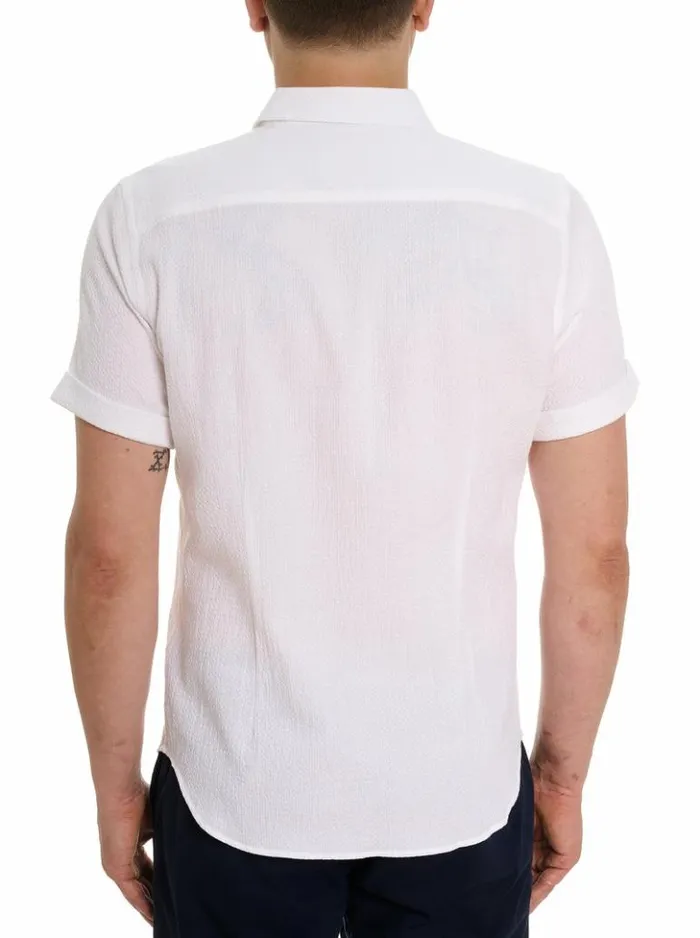 Men Robert Graham Button Down Shirts Reid Short Sleeve Button Down Shirt White