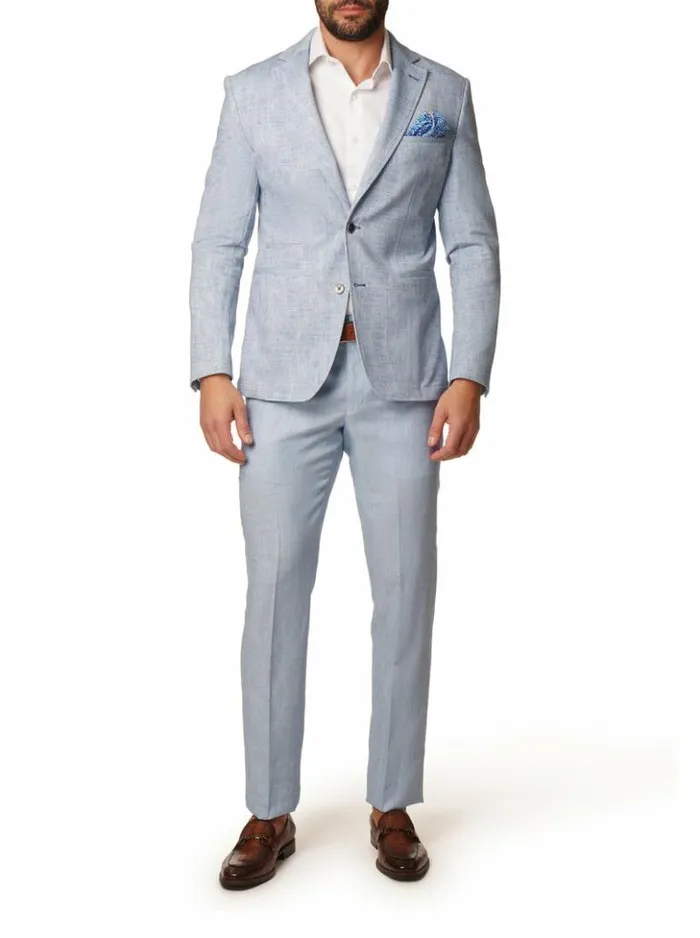Men Robert Graham Jeans and Pants Linen Dress Pant Lightblue