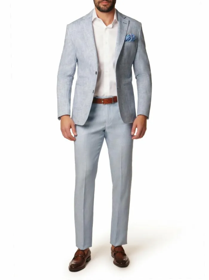 Men Robert Graham Jeans and Pants Linen Dress Pant Lightblue