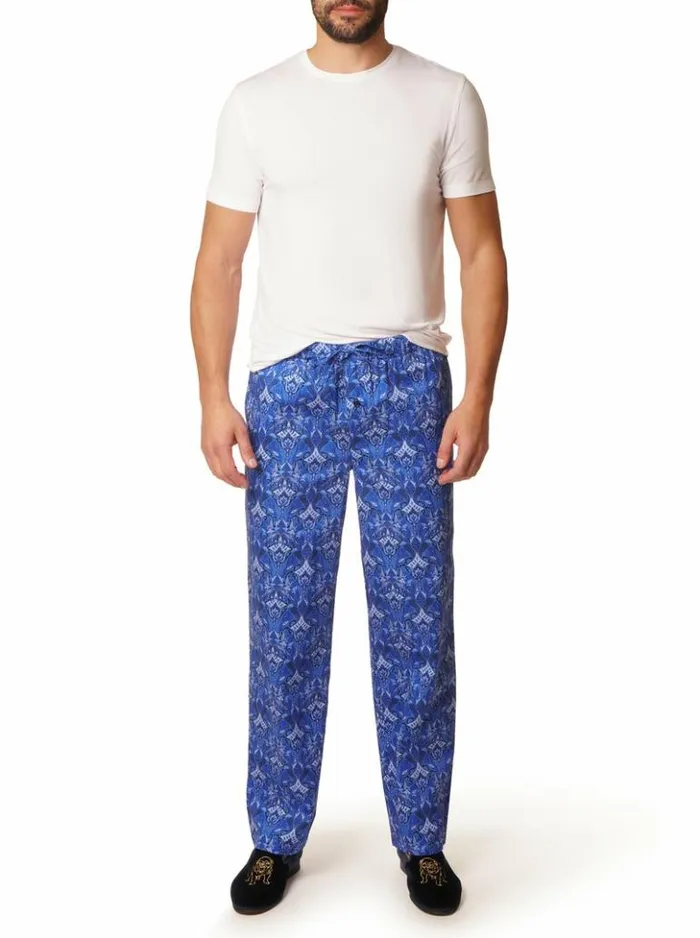 Men Robert Graham Pajamas and Underwear Blue Paisley Sateen Pj Pant Navy