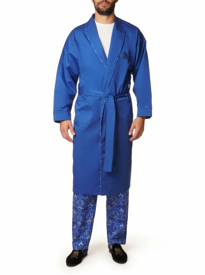 Men Robert Graham Pajamas and Underwear Printed Drink Robe Navy