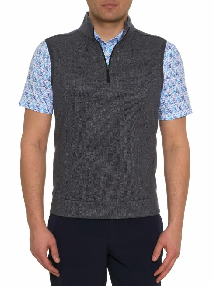 Men Robert Graham Sweaters and Knits Treviso Performance Vest Charcoal