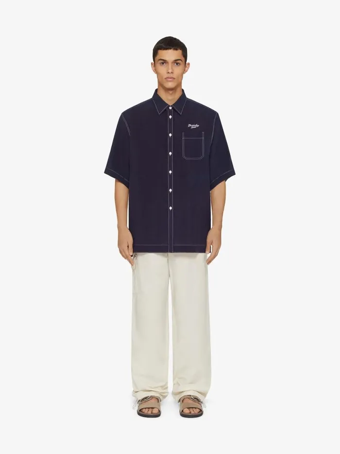 Men Shirts Givenchy GIVENCHY 1952 Shirt In Linen Navy