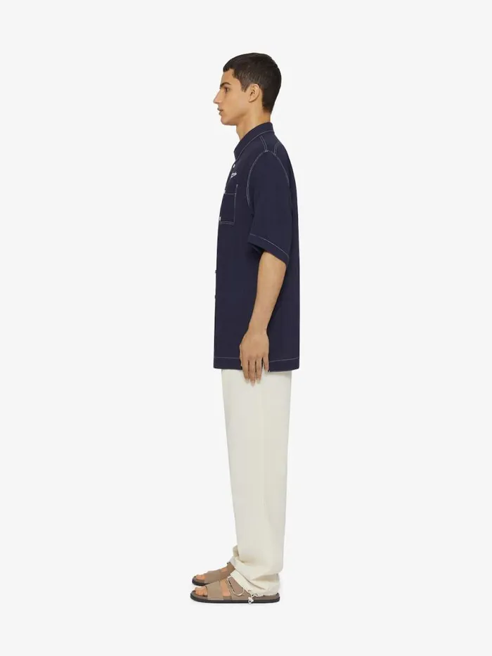 Men Shirts Givenchy GIVENCHY 1952 Shirt In Linen Navy