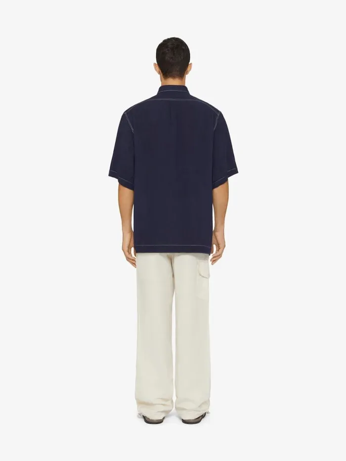 Men Shirts Givenchy GIVENCHY 1952 Shirt In Linen Navy