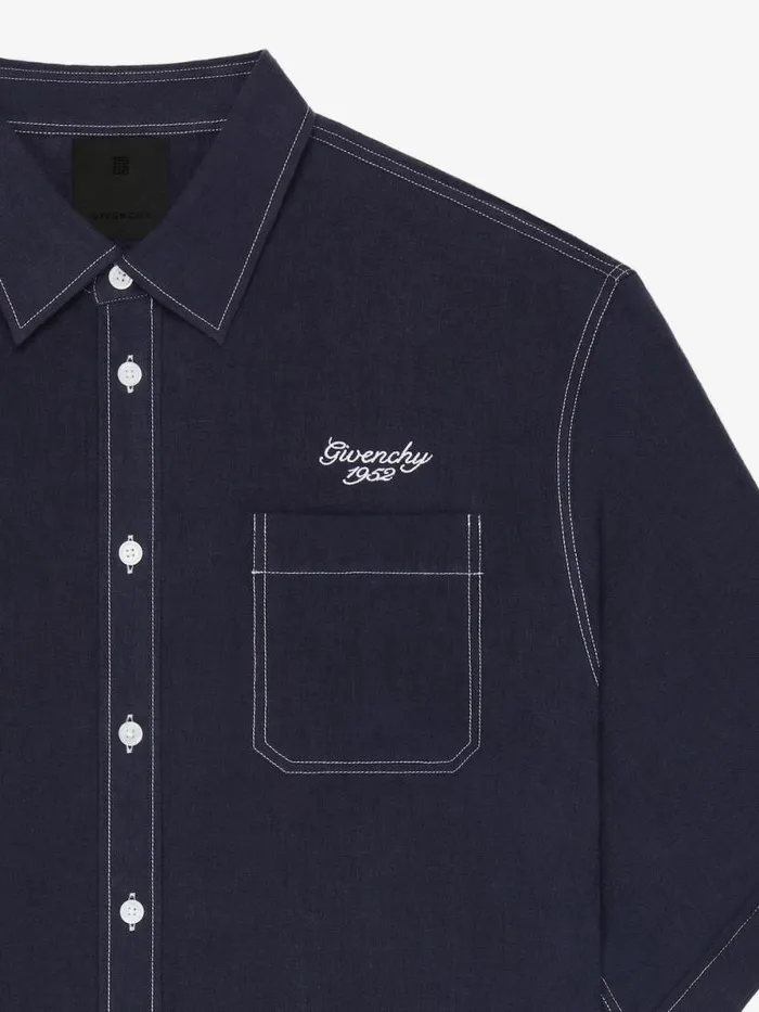 Men Shirts Givenchy GIVENCHY 1952 Shirt In Linen Navy
