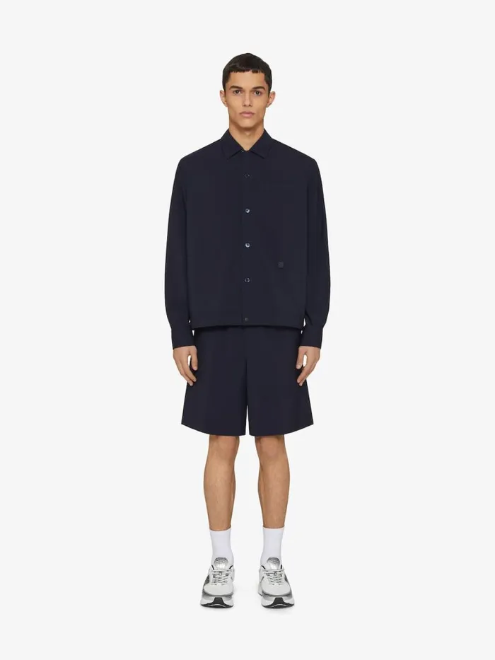 Men Shirts Givenchy Overshirt In Wool Poplin With 4G Detail Night Blue