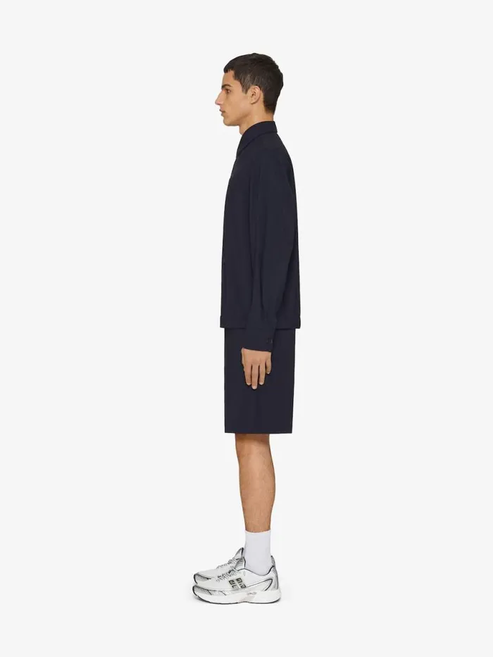 Men Shirts Givenchy Overshirt In Wool Poplin With 4G Detail Night Blue