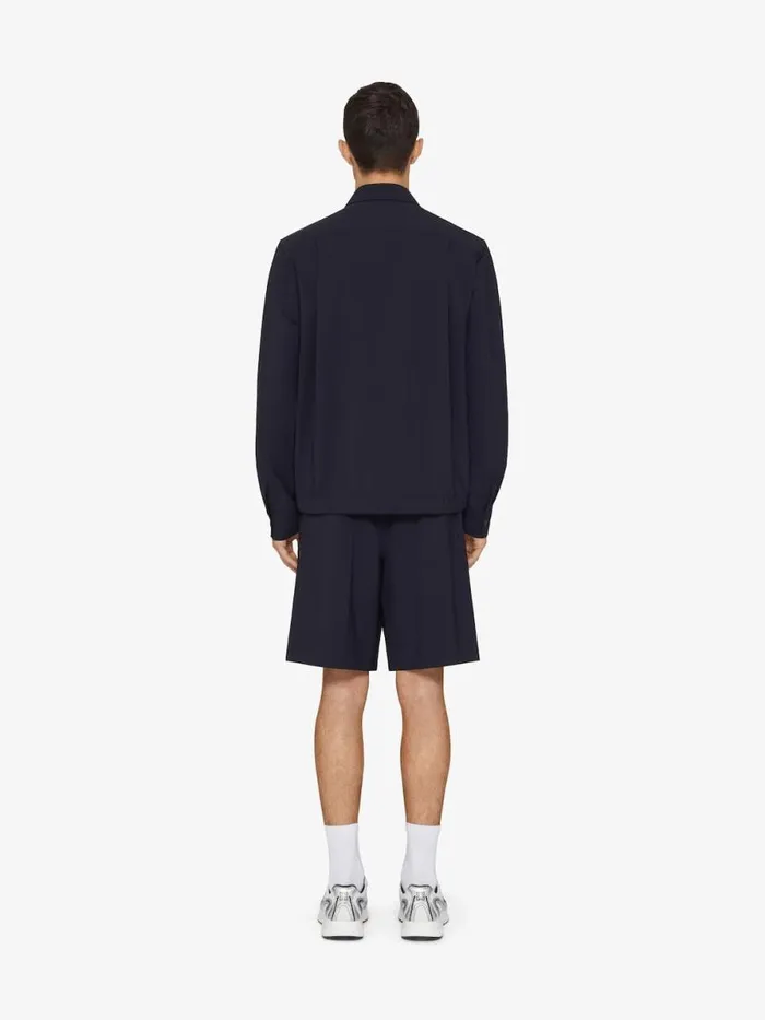 Men Shirts Givenchy Overshirt In Wool Poplin With 4G Detail Night Blue
