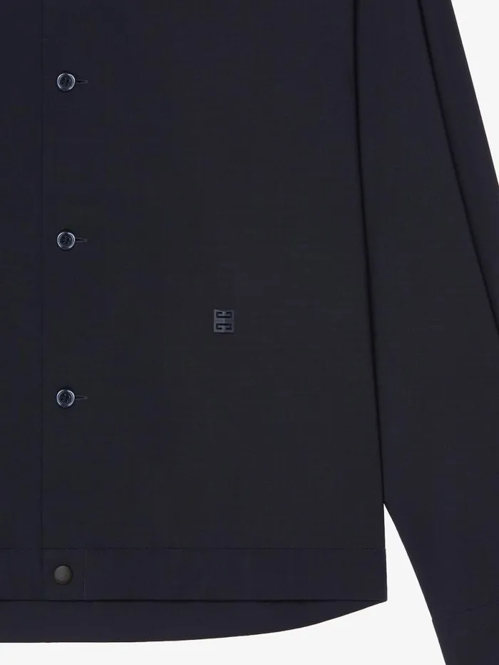 Men Shirts Givenchy Overshirt In Wool Poplin With 4G Detail Night Blue
