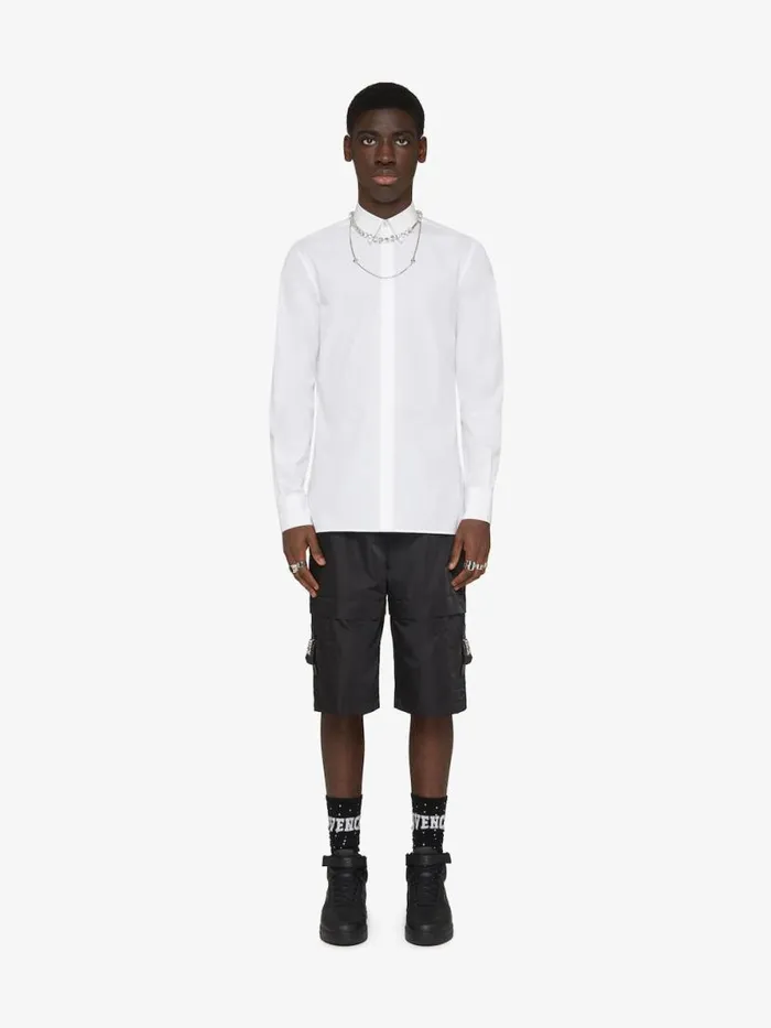 Men Shirts Givenchy Shirt In 4G Embroidered Poplin White