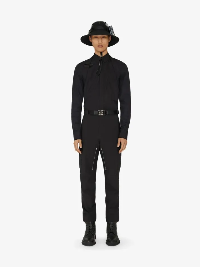 Men Shirts Givenchy Shirt In Poplin With Ulock Harness Black