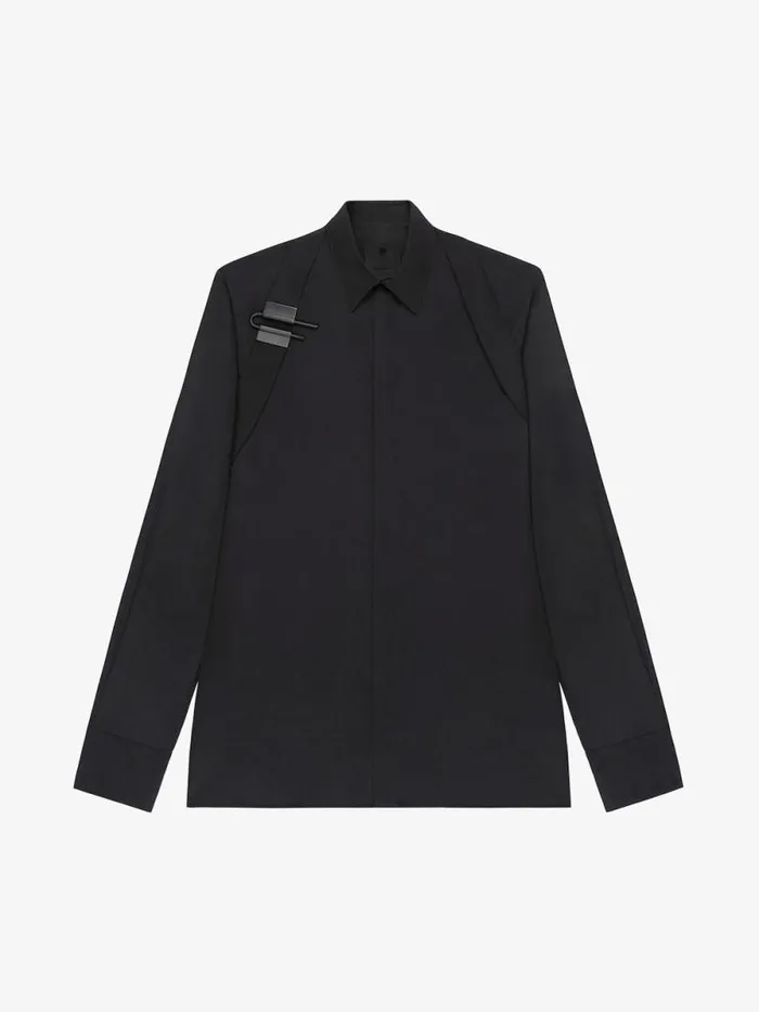 Men Shirts Givenchy Shirt In Poplin With Ulock Harness Black