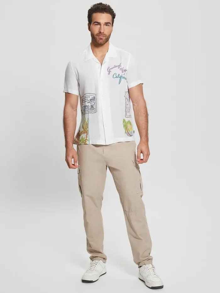 Men Shirts GUESS Eco Postage Stamp Camp Shirt Post Stamp Men Shirts GUESS Eco Postage Stamp Camp Shirt Post Stamp