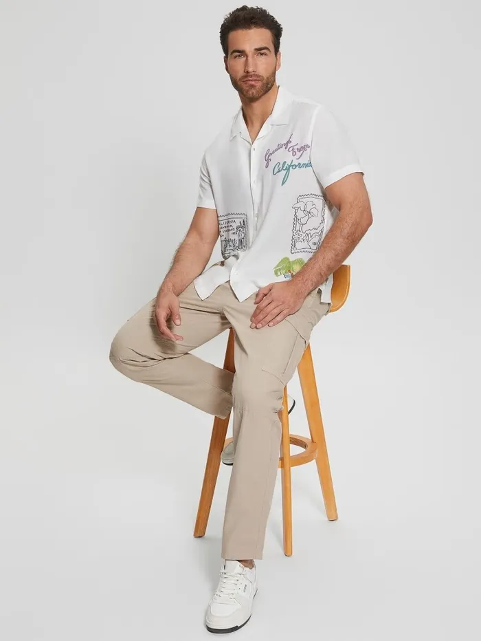 Men Shirts GUESS Eco Postage Stamp Camp Shirt Post Stamp Men Shirts GUESS Eco Postage Stamp Camp Shirt Post Stamp