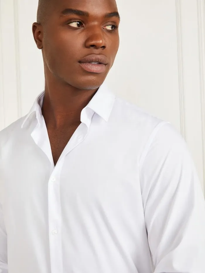 Men Shirts GUESS Jacob Notched Cuff Shirt Pure White