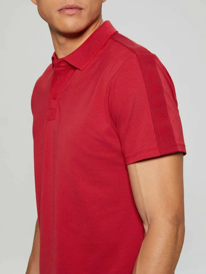Men Shirts GUESS Paul Pique Tape Polo Shirt Chili Red