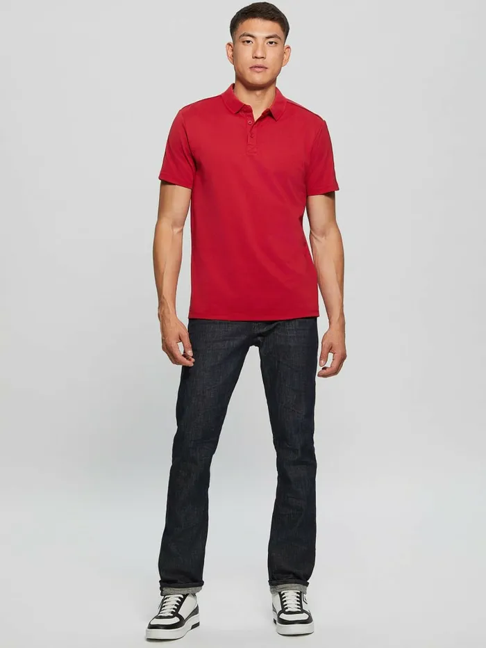 Men Shirts GUESS Paul Pique Tape Polo Shirt Chili Red Men Shirts GUESS Paul Pique Tape Polo Shirt Chili Red