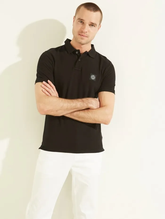 Men Shirts GUESS Washed Polo Black