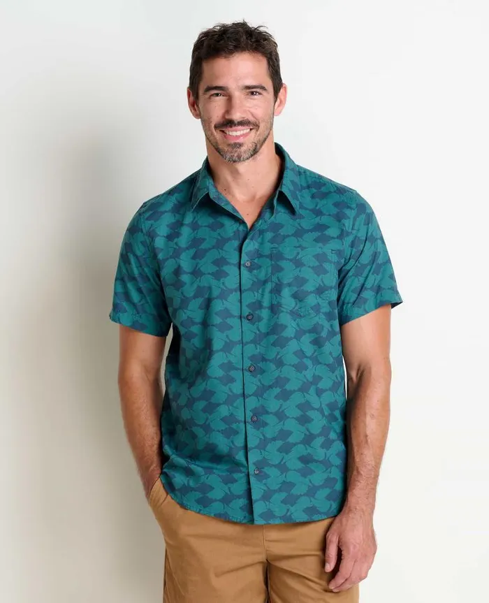 Men Shirts Toad and Co Fletch Short Sleeve Shirt Midnight Bird Print