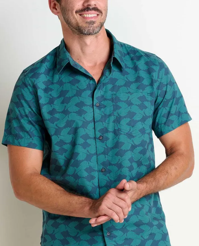 Men Shirts Toad and Co Fletch Short Sleeve Shirt Midnight Bird Print