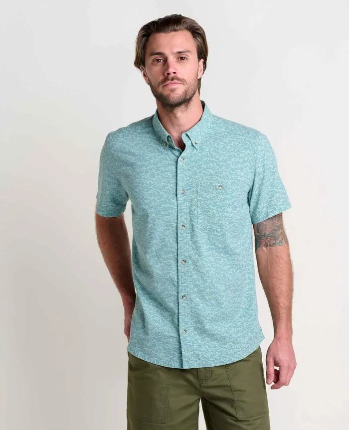 Men Shirts Toad and Co Mattock II Short Sleeve Shirt Mineral Batik Waves Print Men Shirts Toad and Co Mattock II Short Sleeve Shirt Mineral Batik Waves Print