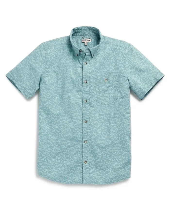 Men Shirts Toad and Co Mattock II Short Sleeve Shirt Mineral Batik Waves Print