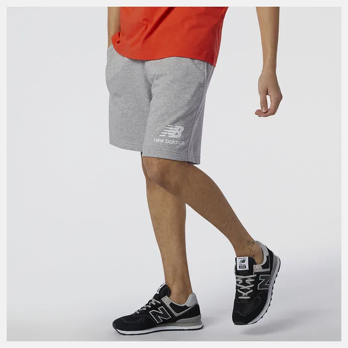 Men Shorts New Balance NB Essentials Stacked Logo Short ATHLETIC GREY Men Shorts New Balance NB Essentials Stacked Logo Short ATHLETIC GREY
