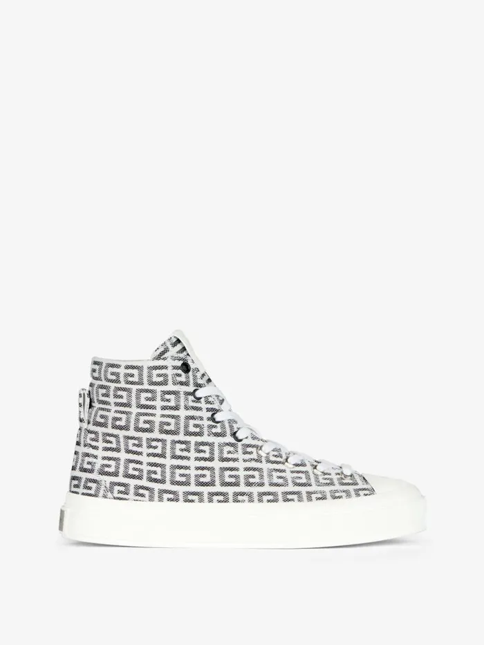 Men Sneakers Givenchy City High Top Sneakers In 4G Jacquard Blackwhite