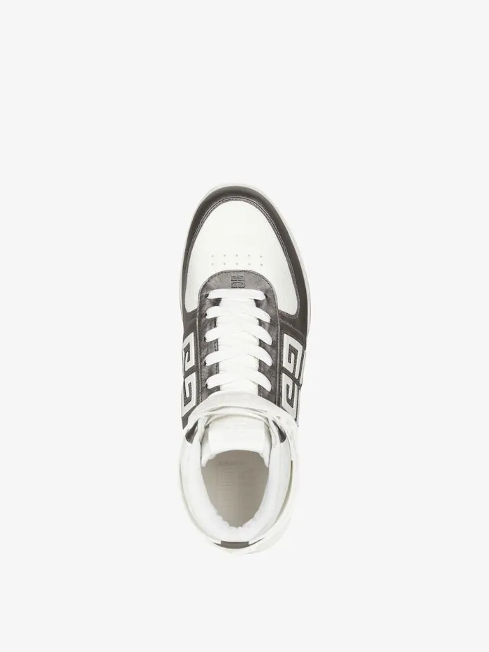 Men Sneakers Givenchy G4 High Top Sneakers In Laminated Leather Silvery Grey Men Sneakers Givenchy G4 High Top Sneakers In Laminated Leather Silvery Grey