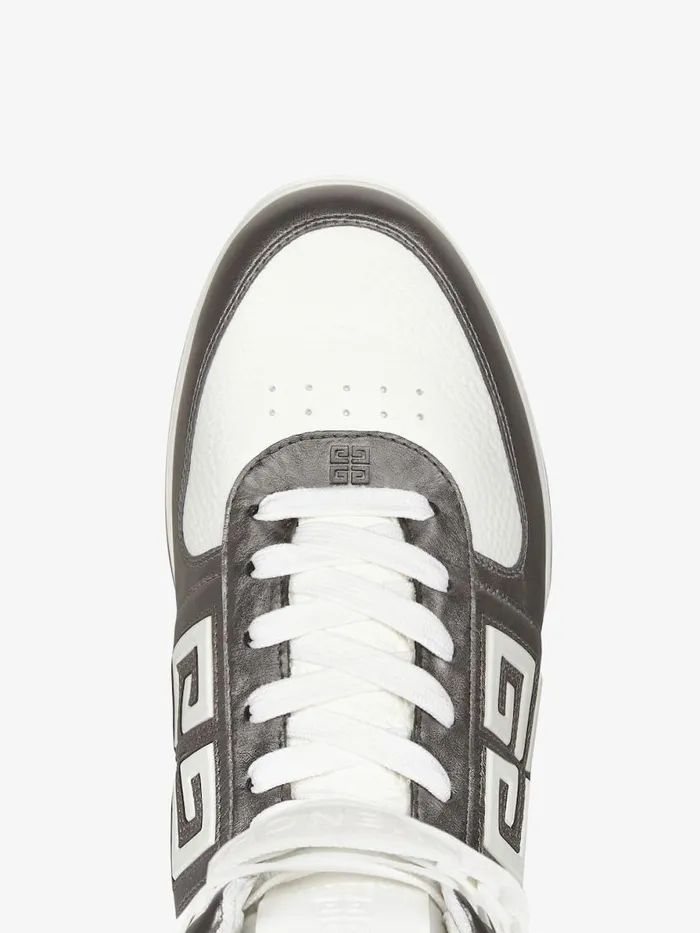 Men Sneakers Givenchy G4 High Top Sneakers In Laminated Leather Silvery Grey Men Sneakers Givenchy G4 High Top Sneakers In Laminated Leather Silvery Grey