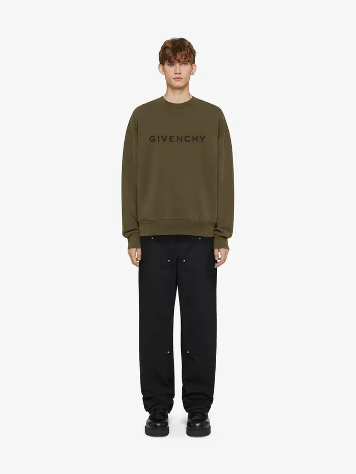 Men Sweatshirts and Hoodies Givenchy GIVENCHY Archetype Slim Fit Sweatshirt In Fleece Khaki Men Sweatshirts and Hoodies Givenchy GIVENCHY Archetype Slim Fit Sweatshirt In Fleece Khaki