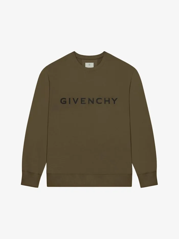 Men Sweatshirts and Hoodies Givenchy GIVENCHY Archetype Slim Fit Sweatshirt In Fleece Khaki