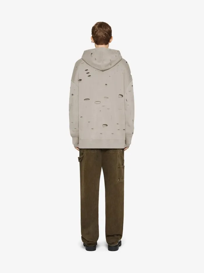 Men Sweatshirts and Hoodies Givenchy GIVENCHY Oversized Hoodie In Destroyed Fleece Taupe Men Sweatshirts and Hoodies Givenchy GIVENCHY Oversized Hoodie In Destroyed Fleece Taupe