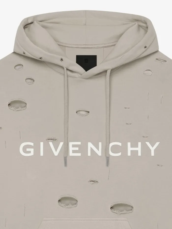 Men Sweatshirts and Hoodies Givenchy GIVENCHY Oversized Hoodie In Destroyed Fleece Taupe Men Sweatshirts and Hoodies Givenchy GIVENCHY Oversized Hoodie In Destroyed Fleece Taupe