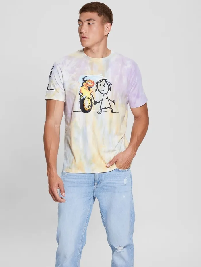 Men TShirts and Tanks GUESS Burning Tire Graphic Tee Pure White Multi Men TShirts and Tanks GUESS Burning Tire Graphic Tee Pure White Multi