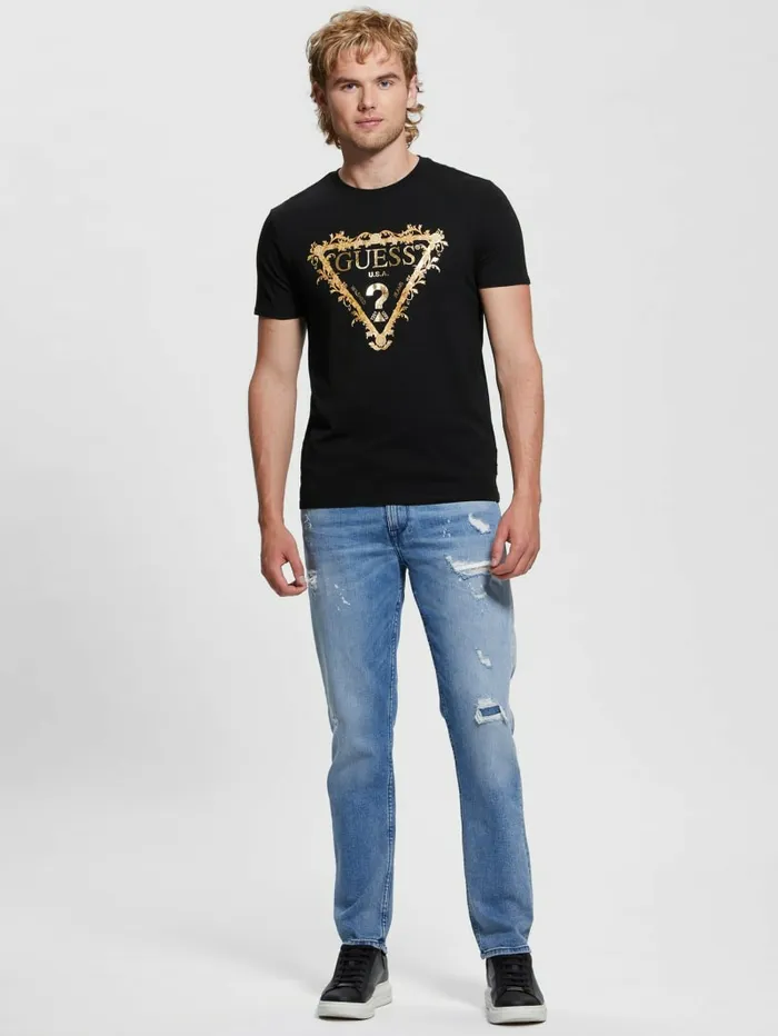 Men TShirts and Tanks GUESS Logo TriScroll Tee Black Men TShirts and Tanks GUESS Logo TriScroll Tee Black