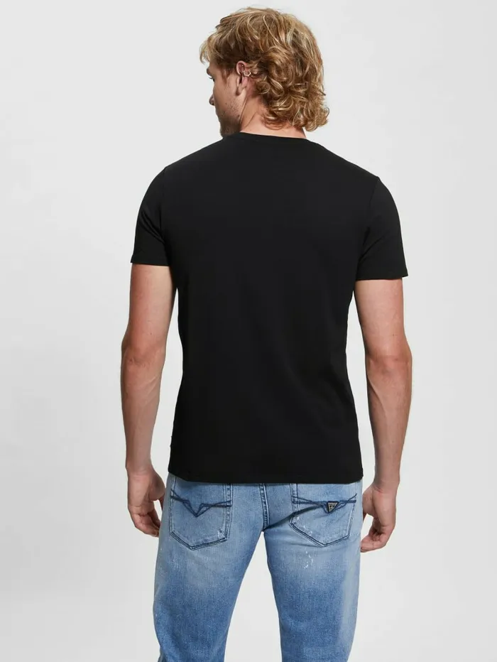 Men TShirts and Tanks GUESS Logo TriScroll Tee Black Men TShirts and Tanks GUESS Logo TriScroll Tee Black