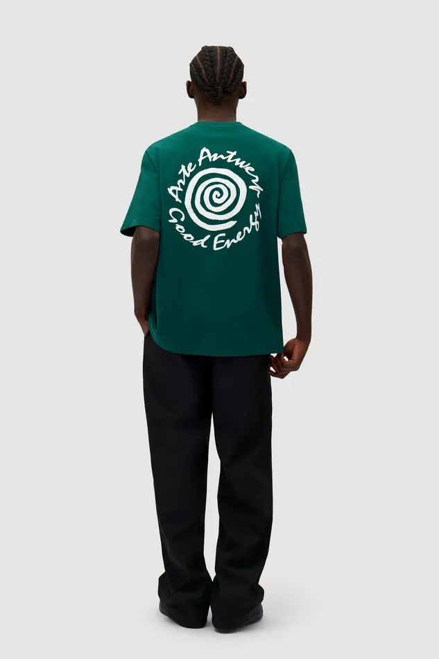 Men Tshirts Arte Antwerp Tshirt imprim grandes spirales vert