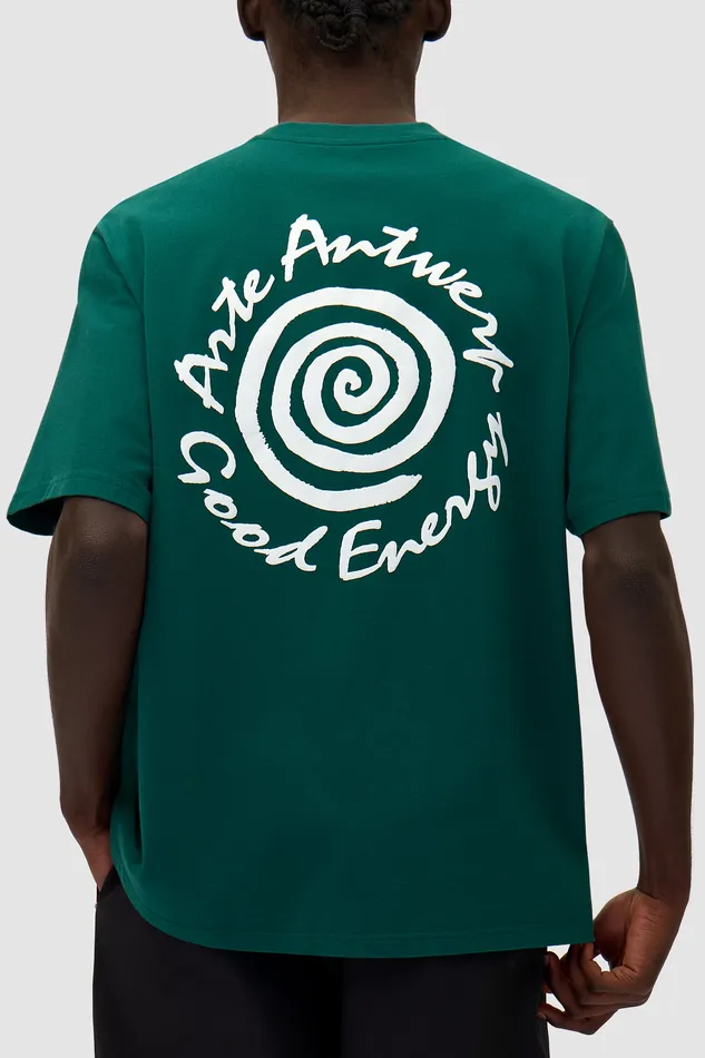 Men Tshirts Arte Antwerp Tshirt imprim grandes spirales vert