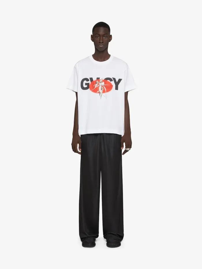 Men TShirts Givenchy Boxy Fit Tshirt In Cotton With GIVENCHY Flower Print White