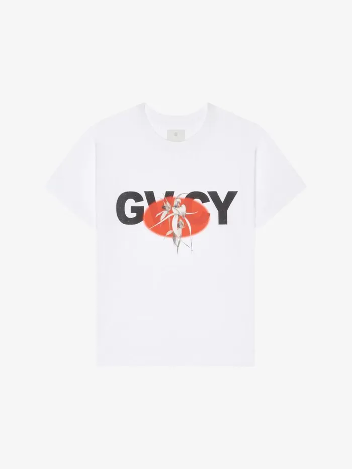 Men TShirts Givenchy Boxy Fit Tshirt In Cotton With GIVENCHY Flower Print White
