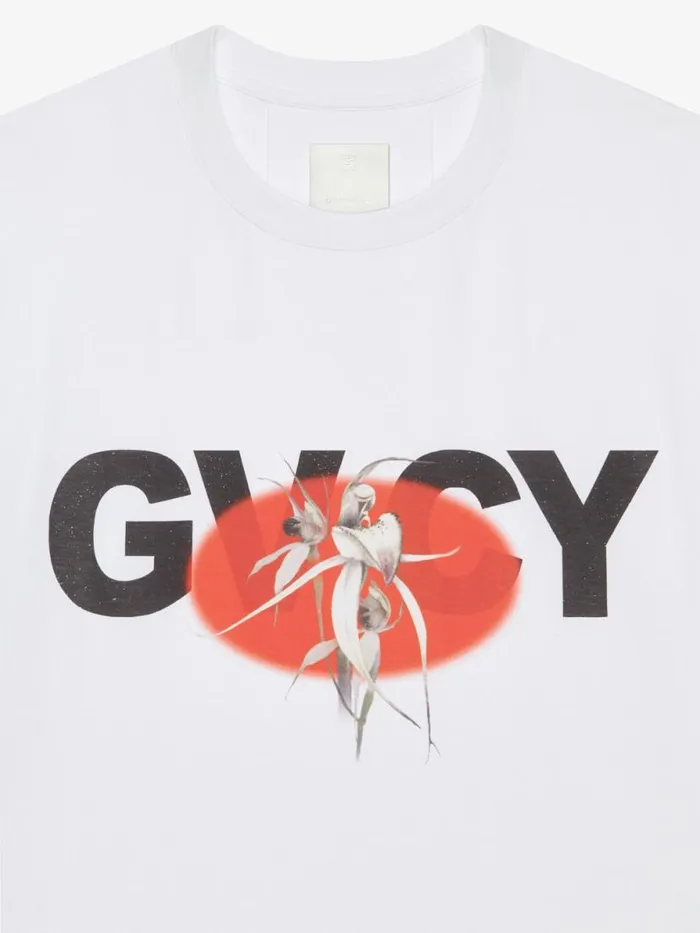 Men TShirts Givenchy Boxy Fit Tshirt In Cotton With GIVENCHY Flower Print White
