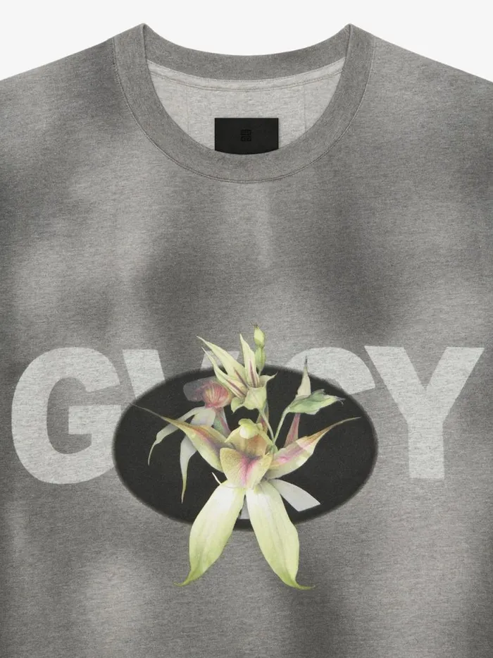 Men TShirts Givenchy GIVENCHY Flower Boxy Fit Tshirt In Tie And Dye Cotton Black