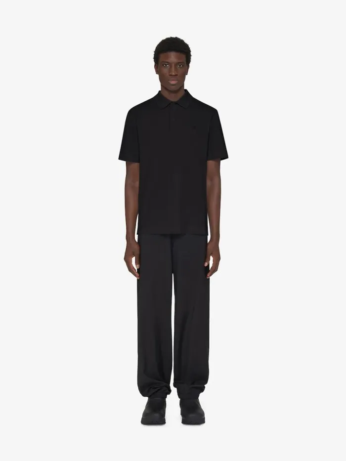 Men TShirts Givenchy Polo In Cotton With 4G Detail Black