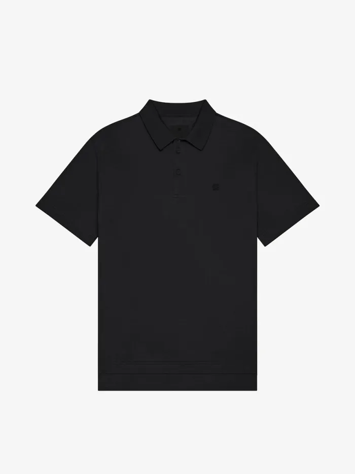 Men TShirts Givenchy Polo In Cotton With 4G Detail Black