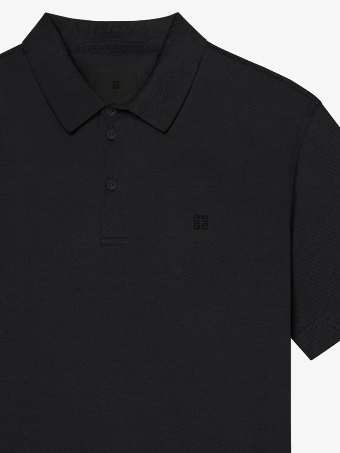 Men TShirts Givenchy Polo In Cotton With 4G Detail Black