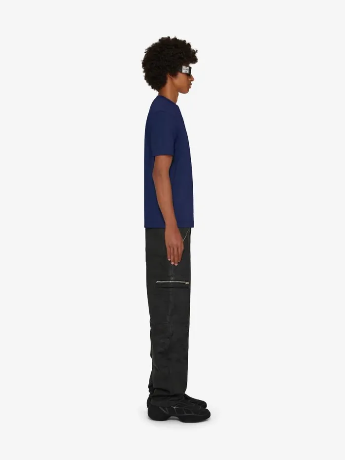 Men TShirts Givenchy Slim Fit Tshirt In Cotton With 4G Embroidery Navy