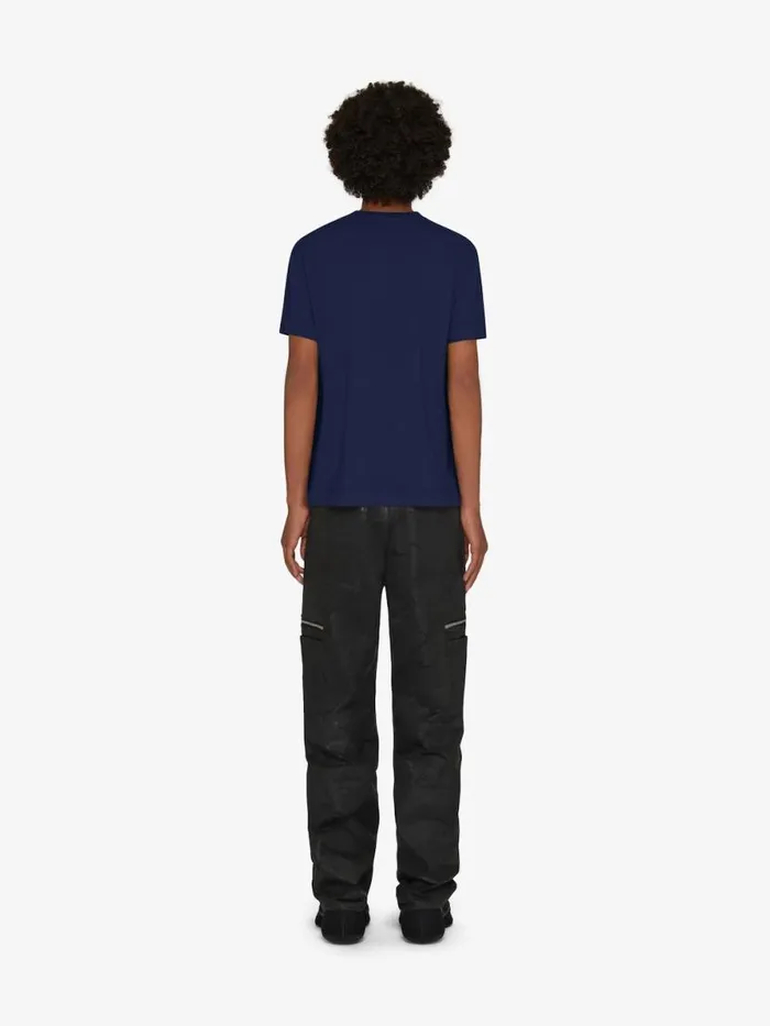 Men TShirts Givenchy Slim Fit Tshirt In Cotton With 4G Embroidery Navy