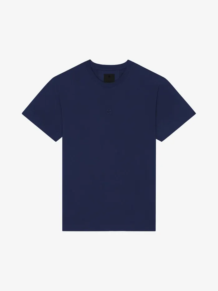 Men TShirts Givenchy Slim Fit Tshirt In Cotton With 4G Embroidery Navy